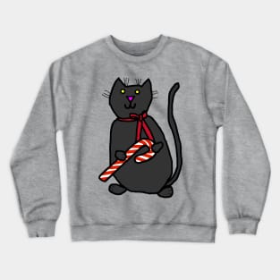 Christmas Kitty Cat With Ribbon and Candy Cane Crewneck Sweatshirt